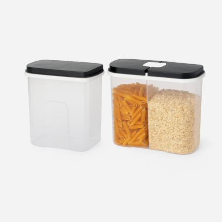 Recipient dublu compartimentat cu capace etanșe pentru alimente uscate [3]