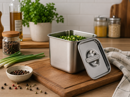 Recipient gastronomic din inox cu capac 24 cm pentru bucătărie [2]