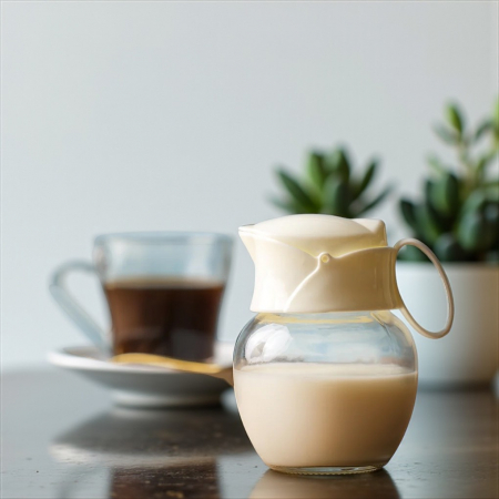 Recipient lapte și frișcă din sticlă 250 ml cu capac și mâner ergonomic [1]