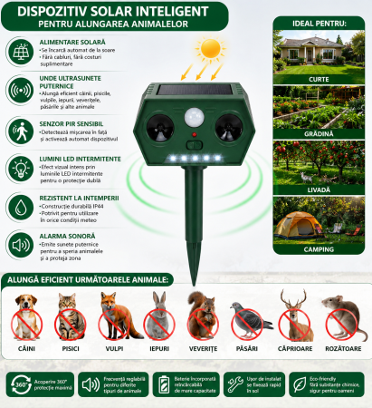 Repelent solar cu ultrasunete pentru animale si daunatori IP44 - magazin-Ieftinica.ro [5]
