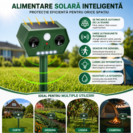 Repelent solar cu ultrasunete pentru animale si daunatori IP44 - magazin-Ieftinica.ro [3]