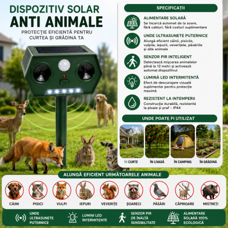Repelent solar cu ultrasunete pentru animale si daunatori IP44 - magazin-Ieftinica.ro [4]