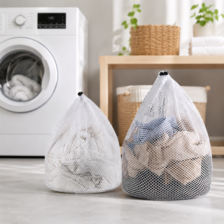 Sac Pentru Spalat Haine Delicate Din Plasa Cu Snur Si Clema Pentru Protectie La Spalare [2]