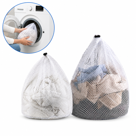 Casă şi grădină - Sac Pentru Spalat Haine Delicate Din Plasa Cu Snur Si Clema Pentru Protectie La Spalare