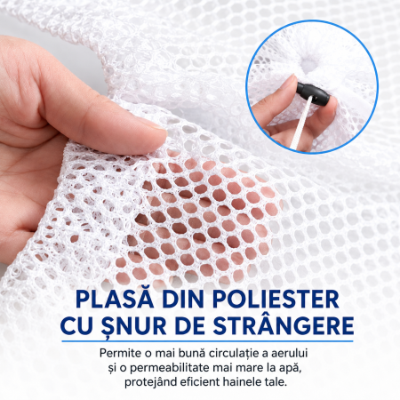 Sac Pentru Spalat Haine Delicate Din Plasa Cu Snur Si Clema Pentru Protectie La Spalare [5]