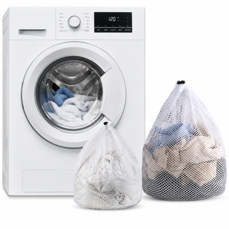 Sac Pentru Spalat Haine Delicate Din Plasa Cu Snur Si Clema Pentru Protectie La Spalare [3]