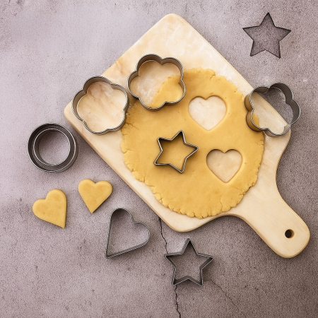 Set 12 forme inox biscuiți fursecuri inimă stea floare cerc patiserie [1]