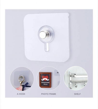 Set 2 cârlige autoadezive transparente cu șurub metalic pentru perete [3]