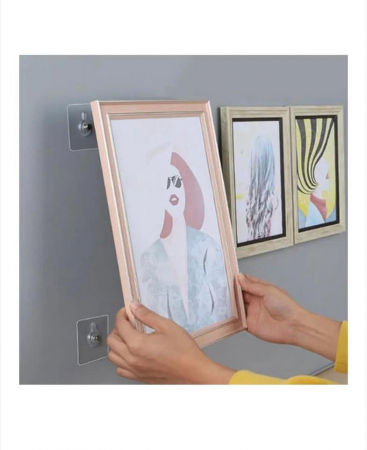 Set 2 cârlige autoadezive transparente cu șurub metalic pentru perete [2]