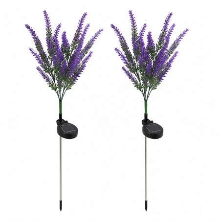 Set 2 Lămpi Solare Decorative pentru Grădină - Spic de Grâu, Lavandă și Flori Galbene [5]