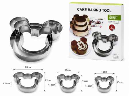 Set 3 Forme pentru Tort si Prajituri din Inox Model Ursulet 15 18 25 cm [1]