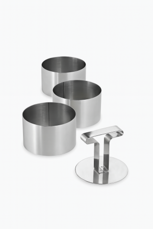 Bucătărie - Set 3 inele metalice din inox cu presor pentru plating profesional