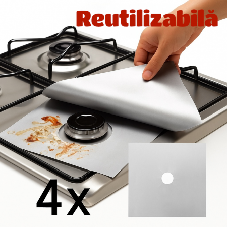 Bucătrie - Set 4 protecții reutilizabile aragaz antiaderente