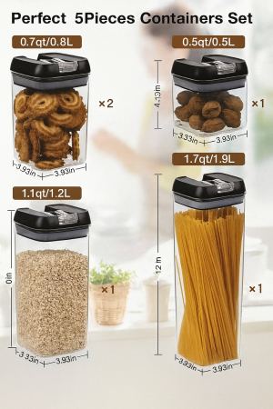 Set 5 Recipiente Etanșe pentru Depozitarea Alimentelor – Diverse Dimensiuni [1]