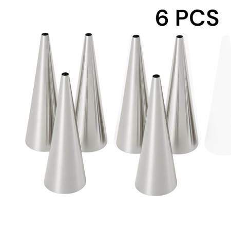 Cofetărie și patiserie - Set 6 forme conice inox pentru cornete patiserie cofetărie reutilizabile