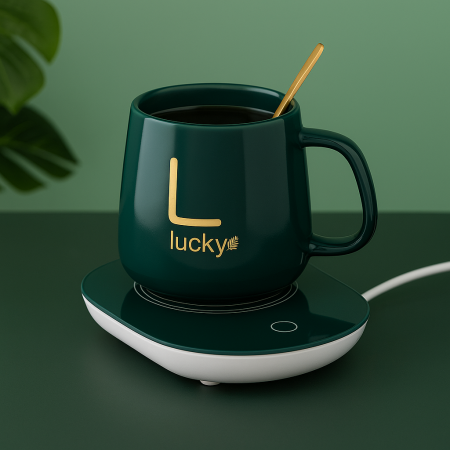 Set cană ceramică 400 ml cu capac, linguriță și plăcuță electrică pentru menținerea temperaturii [2]