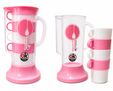 Produse de Sezon - set-carafa-cu-4-cani-pentru-cafea-si-ceai-roz-alb