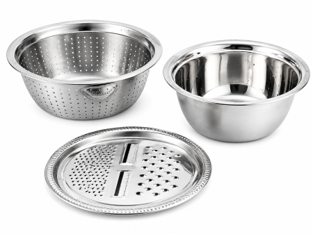 Set multifuncțional inox cu bol, strecurătoare și răzătoare [5]