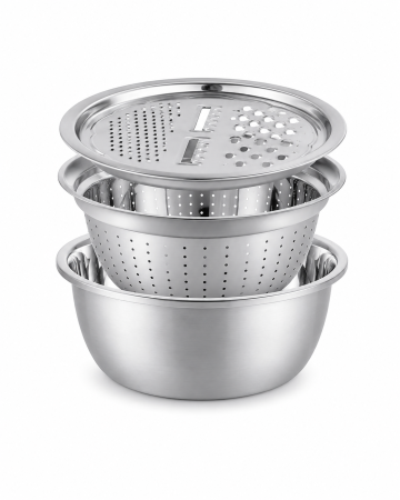 Set multifuncțional inox cu bol, strecurătoare și răzătoare [4]