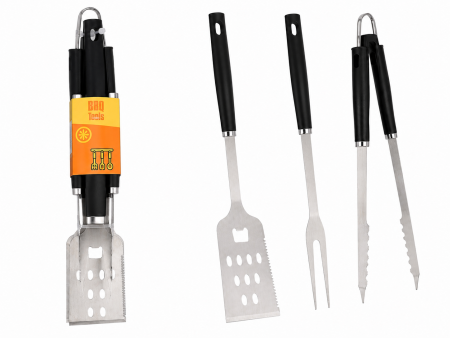 Produse de Sezon - set-ustensile-bbq-3-piese-inox-cleste-spatula-furculita
