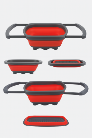 Strecurătoare extensibilă pliabilă silicon roșu 60 cm pentru chiuvetă fructe legume paste [4]