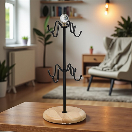 Suport căni din lemn și metal cu 6 cârlige pentru colțul de cafea [2]