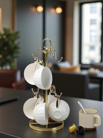 Suport metalic auriu pentru 6 căni de cafea și ceai [4]