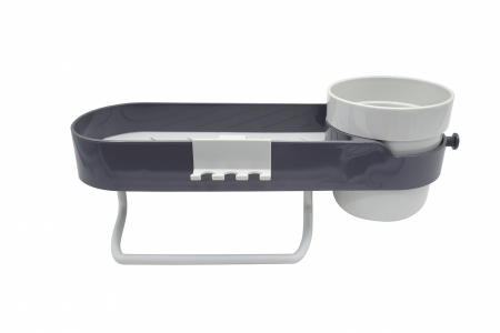 Casă şi grădină - Suport de Perete Multifuncțional pentru Baie cu Tavă, Pahar și Cârlige Laterale