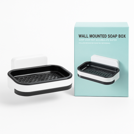 Suport de săpun cu montaj pe perete și tavă detașabilă cu drenaj [1]