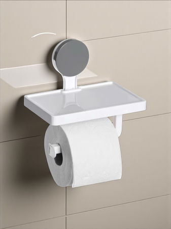 Suport hârtie igienică cu poliță ventuză fără găurire baie modernă [1]