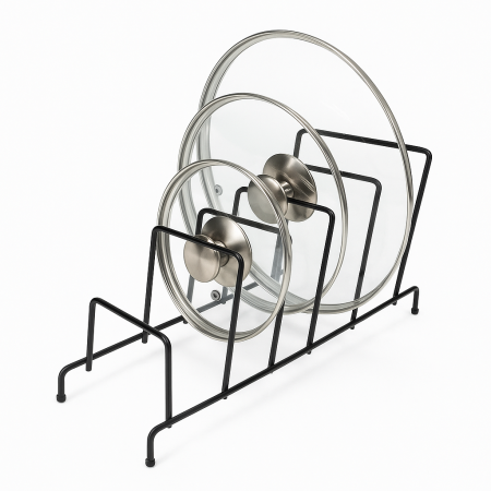 Suport metalic negru pentru capace și tăvi cu 5 sloturi [5]