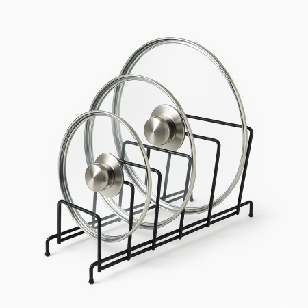 Suport metalic negru pentru capace și tăvi cu 5 sloturi [4]