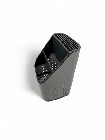 Suport organizator tacâmuri și ustensile alb-gri cu compartimente multiple [5]