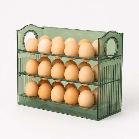Depozitare și organizare - Suport ouă cu revenire automată 3 niveluri pentru frigider 30 ouă