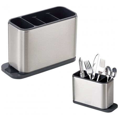 Depozitare și organizare - Suport tacâmuri și ustensile din inox cu tavă de scurgere detașabilă