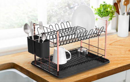 Suport vase Grunberg GR3232 oțel cromat cu tavă scurgere și suport tacâmuri [2]