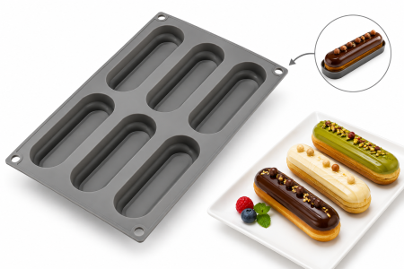 Tavă din silicon cu 6 forme pentru eclere și deserturi [4]