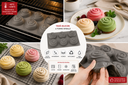 Tavă din silicon cu 6 forme spirală pentru mousse și deserturi [3]