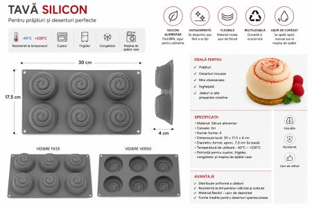 Tavă din silicon cu 6 forme spirală pentru mousse și deserturi [2]