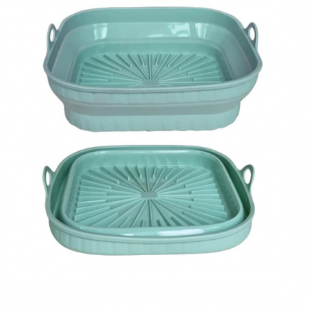 Tavă pătrată din silicon pliabilă pentru air fryer – reutilizabilă, culori disponibile în funcție de stoc [4]