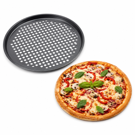 Tavă pizza perforată Ø29 cm din oțel carbon antiaderent pentru blat crocant [4]