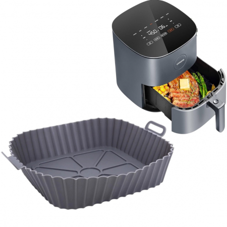 Bucătrie - Tavă silicon pentru air fryer – reutilizabilă, antiaderentă, pătrată
