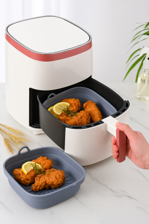 Tavă silicon pentru air fryer – reutilizabilă, antiaderentă, pătrată [1]