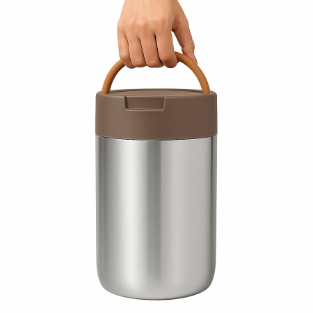 Termos alimentar inox 2 compartimente păstrare mâncare caldă rece birou școală picnic [1]