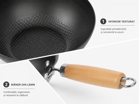 Tigaie Wok antiaderentă cu mâner din lemn 20 cm / 24 cm [3]