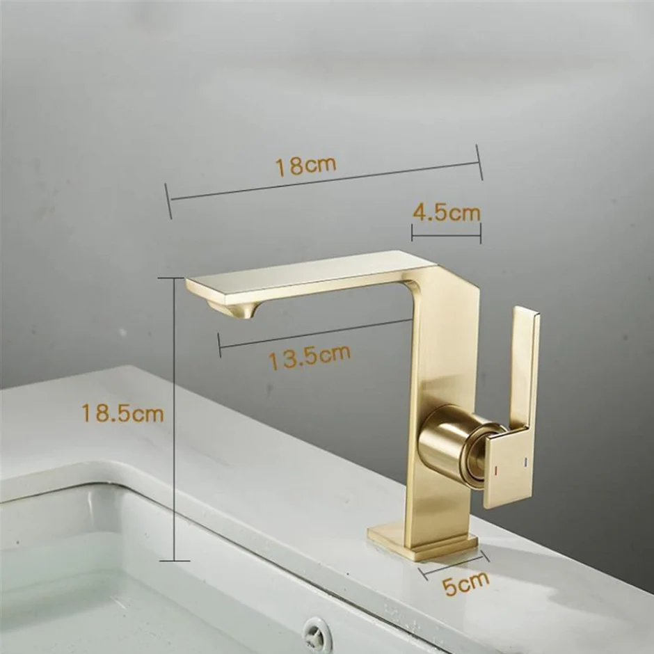 Baterie lavoar Distinct Minimal Auriu – Alamă, Design Modern, 18.5 cm [2]