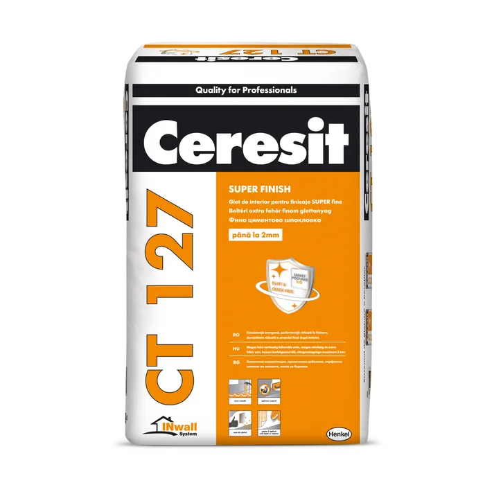 Tencuieli si gleturi - Glet pentru finisaje fine, pe baza de ciment, Ceresit CT 127, interior, 20 kg