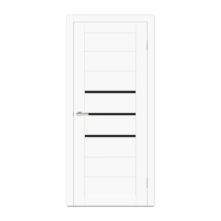 Finisaje interioare - Ușă de interior DECO 06 White silk mat,cu sticlă neagră