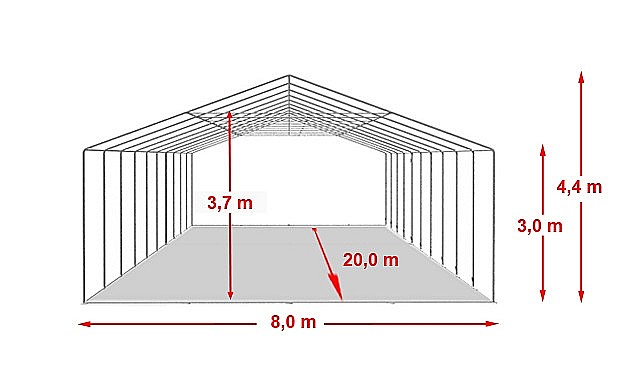 Cort mare 8 x 20m xxl Profi 3m [2]