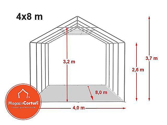 Cort Depozitare 4 x 8m XXL Profi 2,6m [2]
